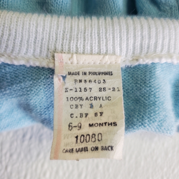 Vintage Baby Togs 2 Piece Knit Cardigan with Matching Hat Blue|White 6-9M - Picture 4 of 4